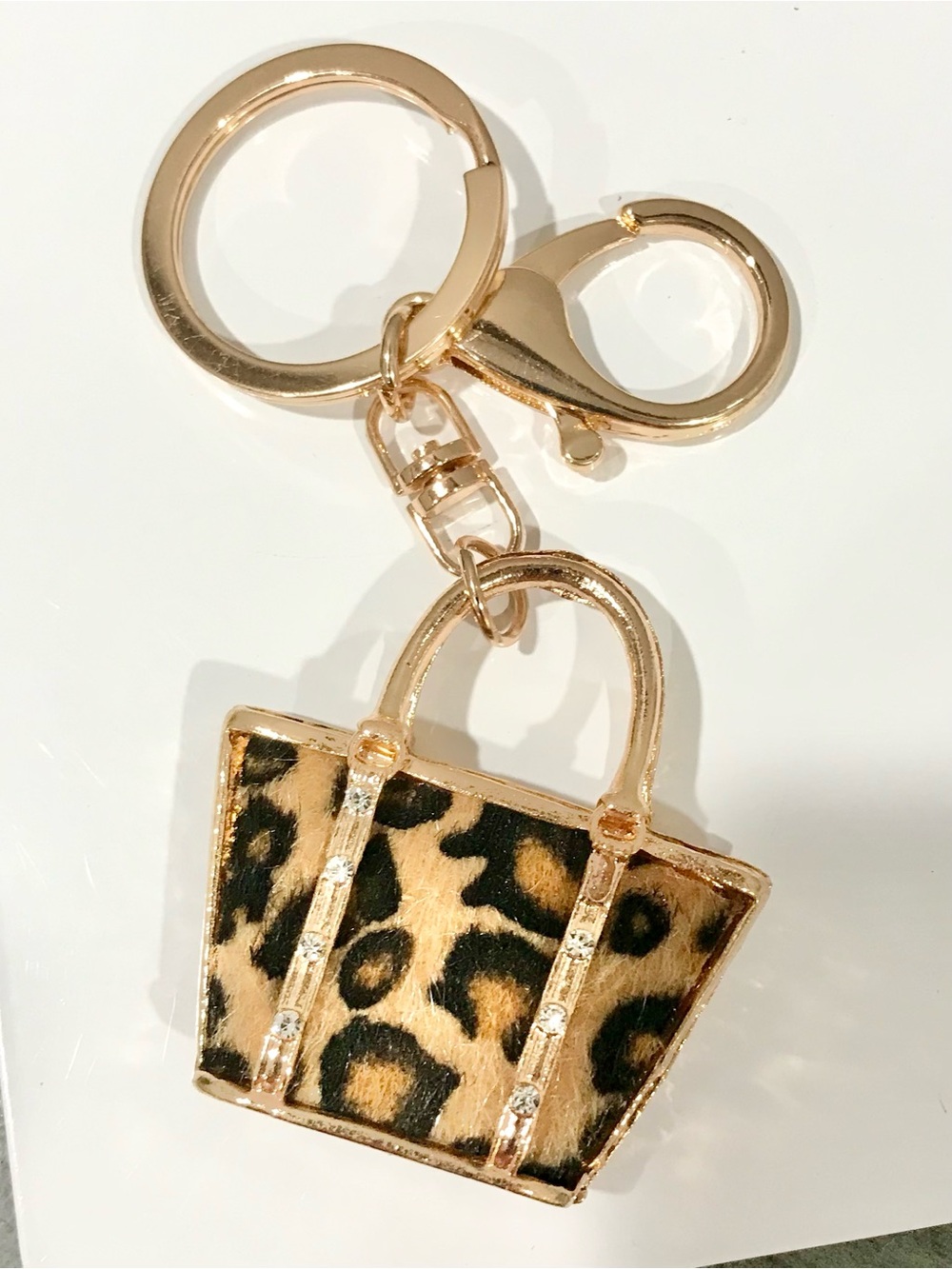 Leopard Print Tote Charm Keychain/Bag charm